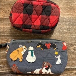 Vera Bradley Charcoal Dog Pouch and Red Buffalo Check Pouch